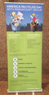 photo of a pop-up banner for America Recycles Day 