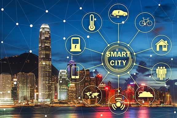 concept image of smart city and internet of things